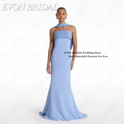 EVON BRIDAL Sleeveless Celebrity Red Carpet Dresses Satin Strapless Sky Blue Evening Gown فساتين للمناسبات الخاصة Mermaid Custom