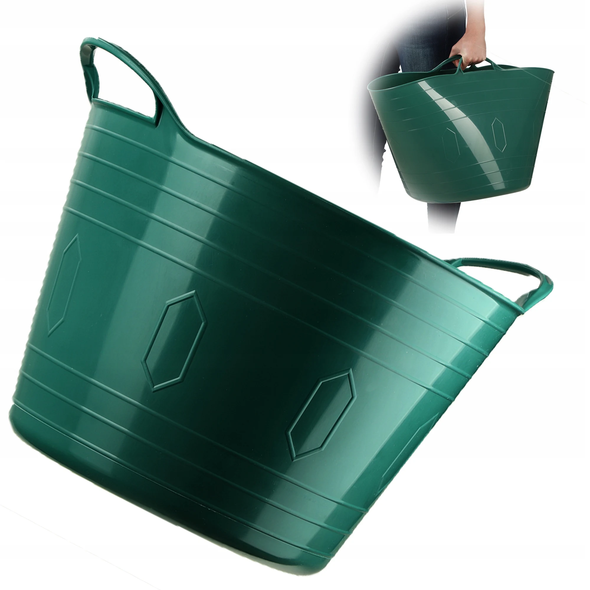 KADAX elastische mand wascontainer universeel bekken 42L groen