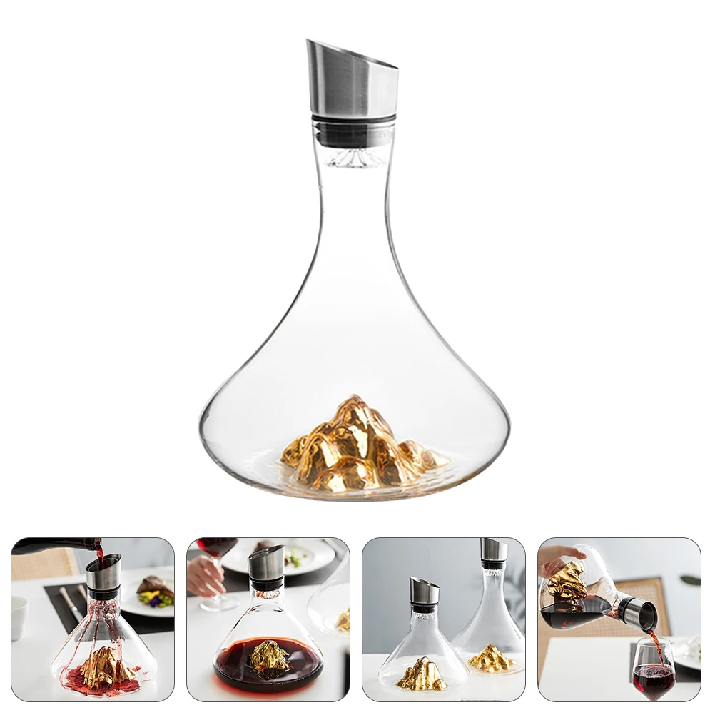 

1pc Red Crystal Decanter Elegant Simple Design Aerator for Home Use Inclined Mouth Decanter Cool Server