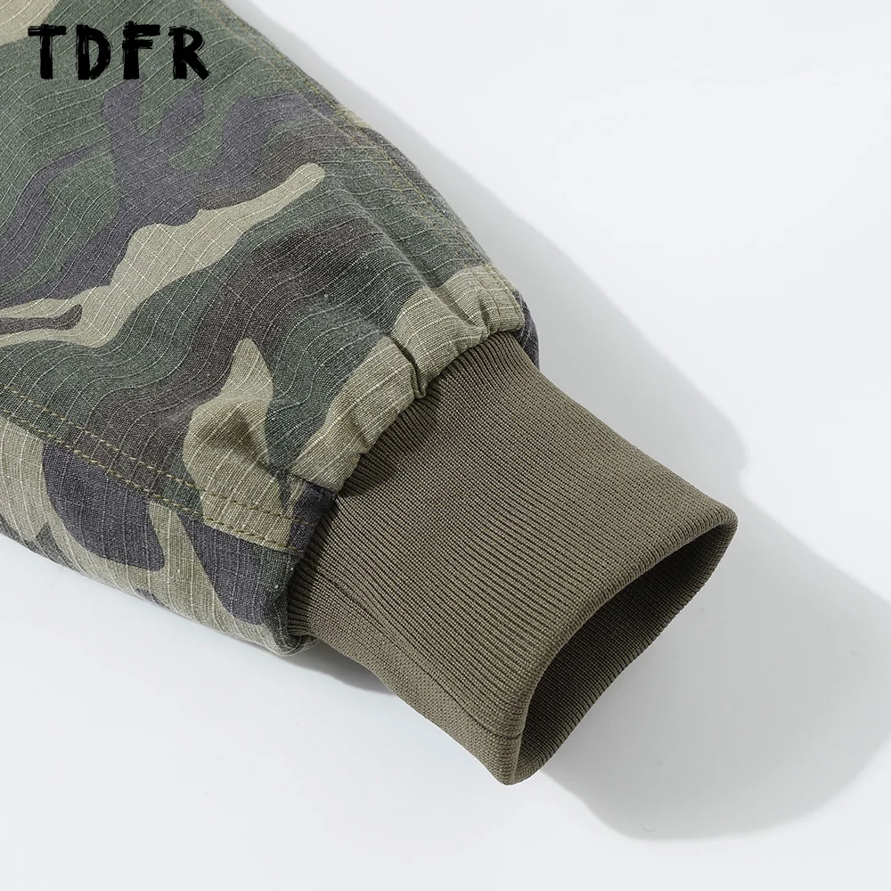 Camuflagem com capuz acolchoado jaqueta masculina botão decoração safari estilo inverno grosso manga longa acolchoado jaqueta masculina