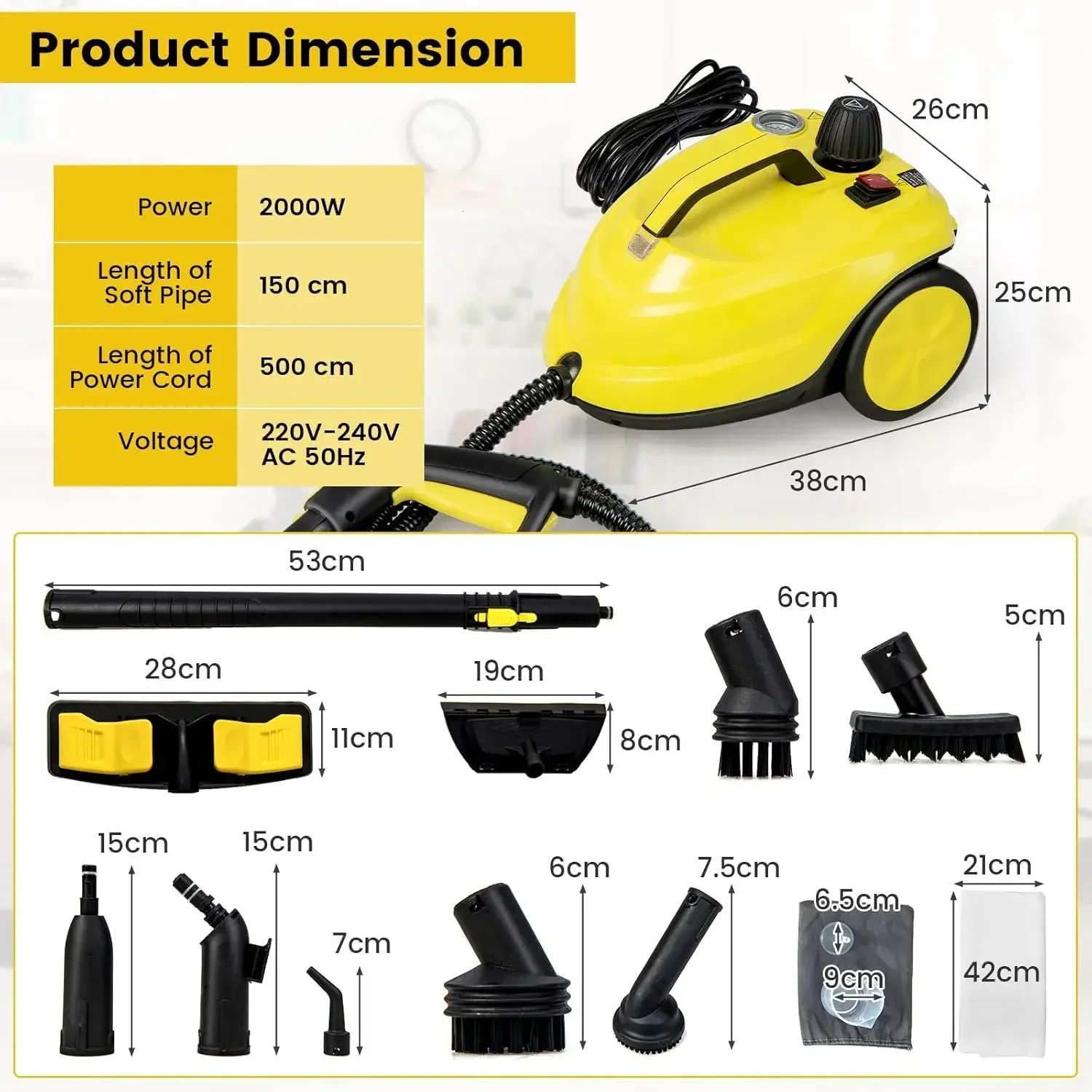 Car Steam Cleaner Large Capacity Steam Cleaner Portable Steam Cleaning Machine For Home Kitchen Window Car And Business Electric