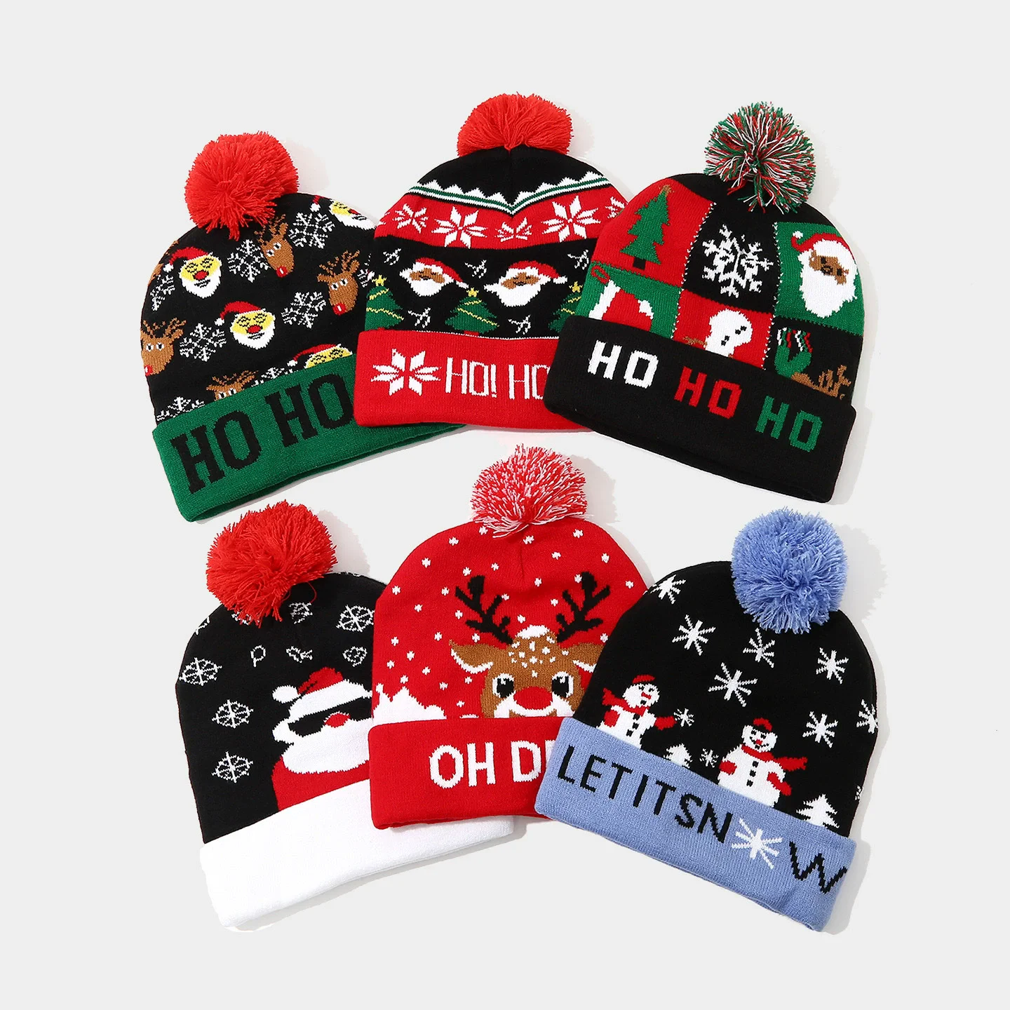 Christmas Hat Knitted Christmas Hat Santa Claus Fleece Hat Cartoon Pattern Christmas Gift Christmas Decoration
