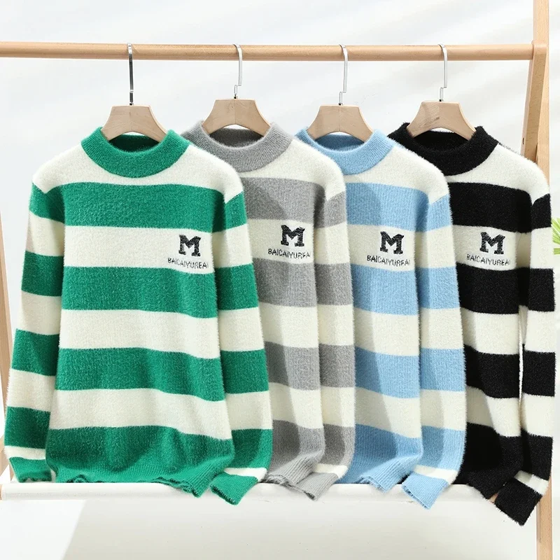 メンズ服プルオーバーストリートウェアセーター男性用メンズスウェットシャツニット春秋ファッションカジュアルオムブレ暖かいソリッド男性