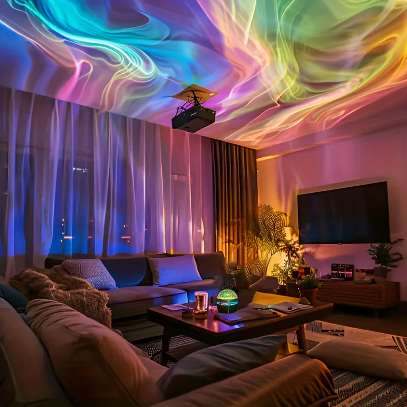 LED Starry Sky Projector Light Aurora 7 Colors Night Light with Remote Control Auto Rotate USB Powered Home Bedroom Decor Lamp