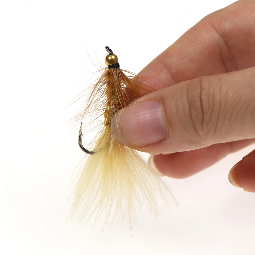 ICERIO Mosca Bugger Streamer Flashabou Cola de Cristal – Trucha Salmón - imagen 5