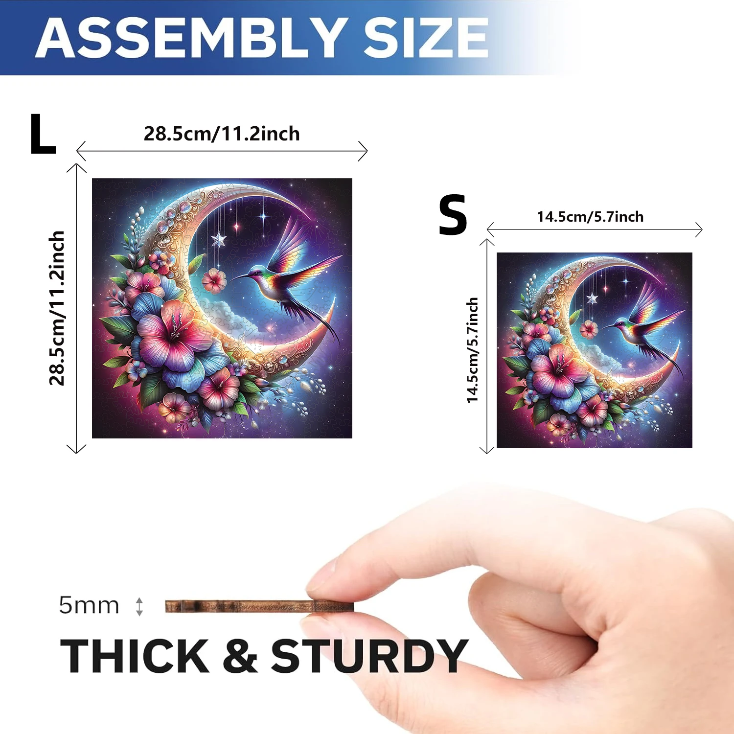 Puzzle in legno con luna e uccello, puzzle in legno a forma di animale unico e irregolare, regalo perfetto per le vacanze di compleanno, giochi per feste