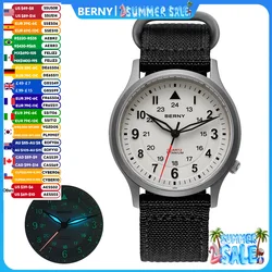 BERNY Titanium Watches for Men Classic Mens Field Watch Easy Read Outdoor Quartz Wristwatch Super Luminous Sapphire 5ATM