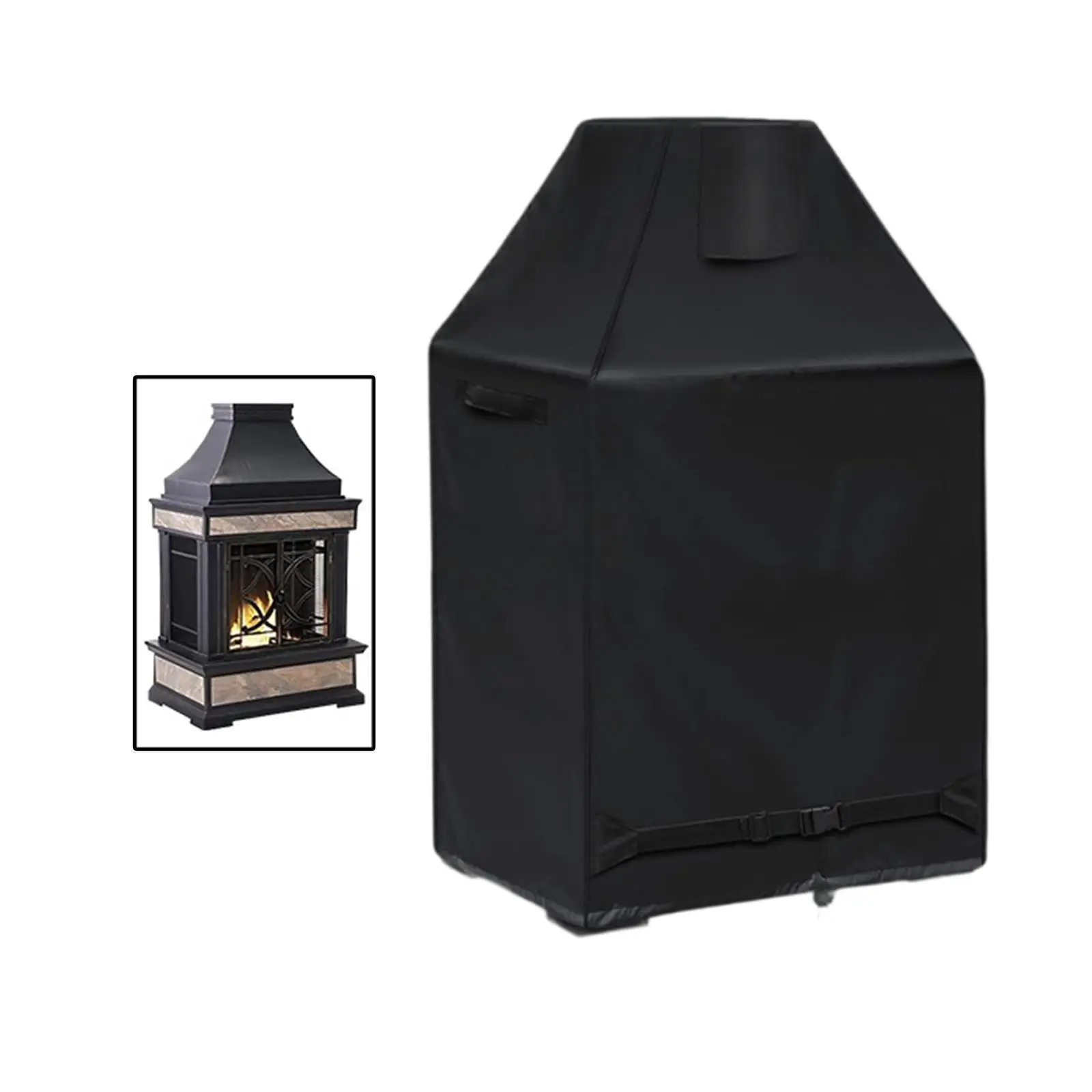 Outdoor Fireplace Cover Waterproof 420D Oxford Cloth Fire Pits Cover with Drawstring for Wood Burning Fire Pit Protection