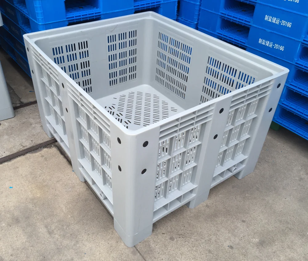 Heavy Duty Large Vented Food Grade Plastic Bulk Bin Stackable Pallet Crates for Sale