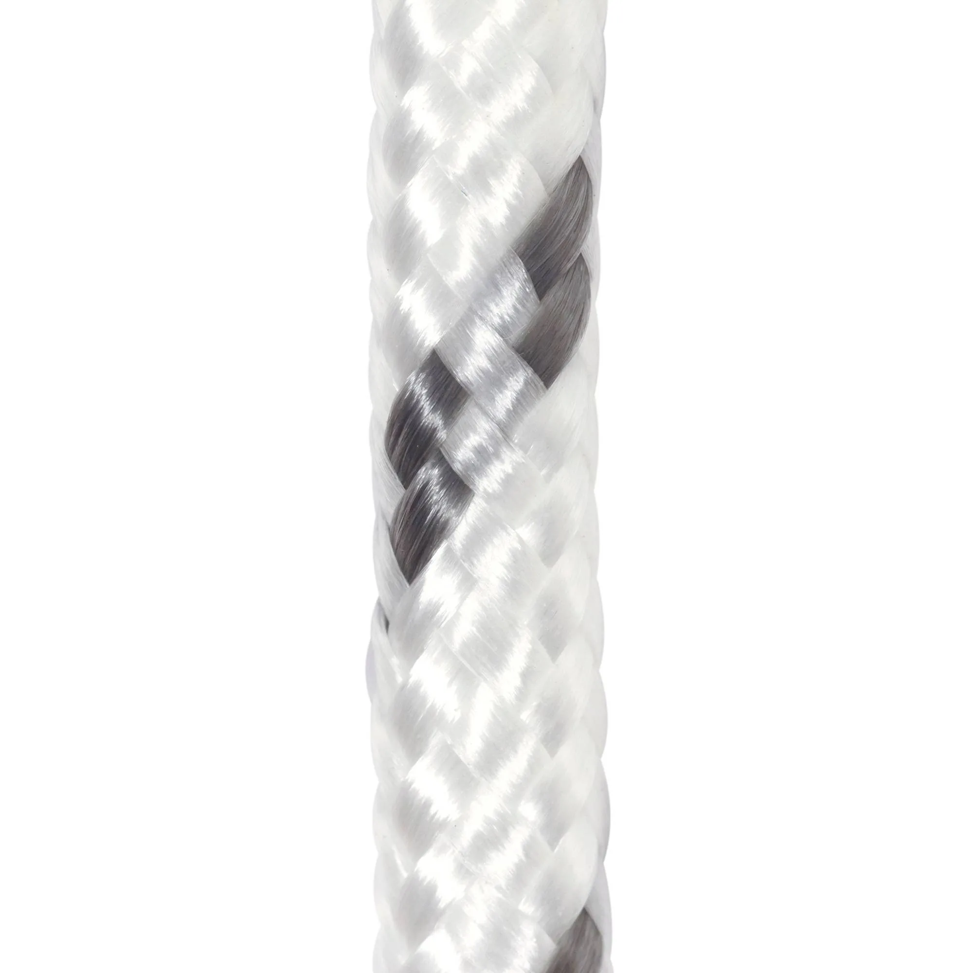 Diamond Braid Polyester Rope, White Gray Utility Cord For Camping, Marine, Clothesline And Home Repair