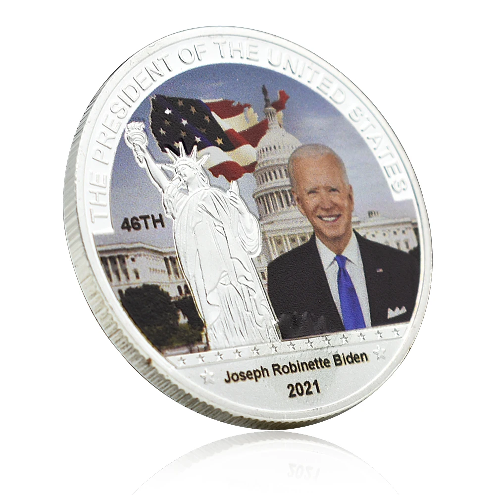 46 US Presidents Commemorative Coins Biden Trump Silver Plated Challenge Coins Embossed Craft Collectable Gift