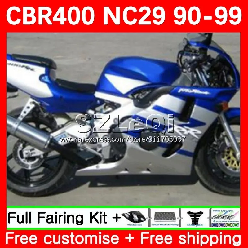 Body Kit For HONDA CBR400 CBR 400 RR CC 400RR Blue silvery 90 91 92 93 94 62No.33 NC29 CBR400RR 1995 1996 1997 1998 1999 Fairing