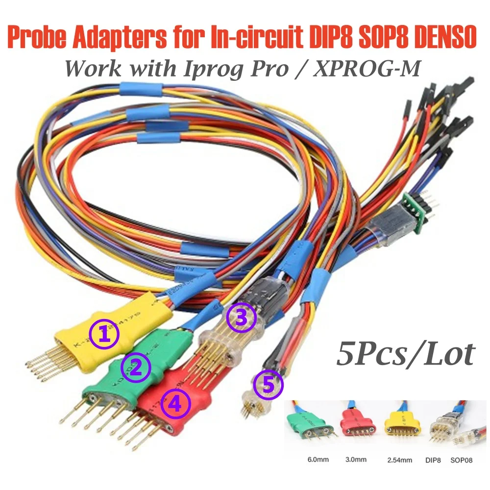 

Комплект адаптеров для зондов Iprog plus и Xprog M ECU Инструмент для программирования DIP8 SOP8 Адаптер для зондов 5 шт./лот