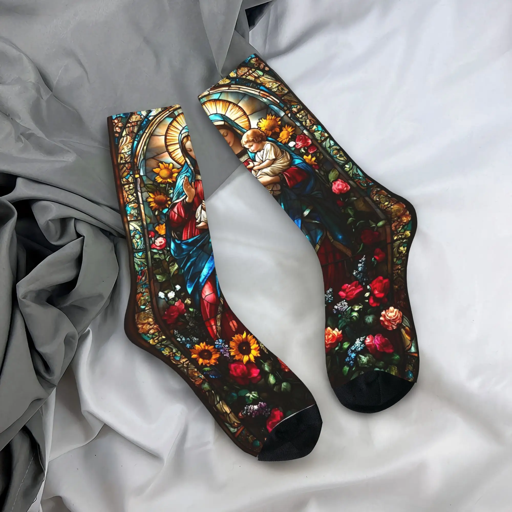 

Новые чулки с изображением Христа Иисуса и любви, женские и мужские носки, дышащие винтажные носки, весенние спортивные носки для бега, защита от пота, подарок на заказ