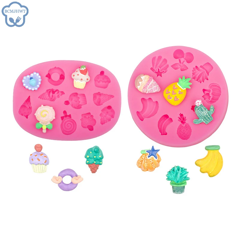 1PC Cookie Silicone Mold Cartoon Cereja Banana Abacaxi Forma Chocolate Biscuit Bolo Decoração Ferramentas DIY Fondant Formas,Chocolate，forma silicone，moldes silicone，forma de silicone para bolo