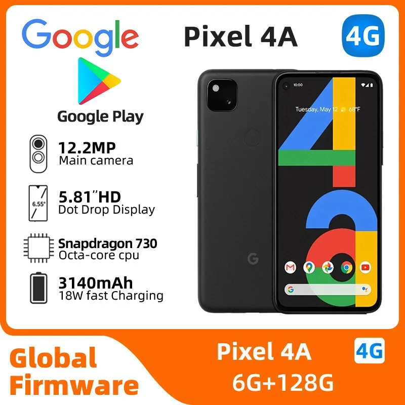 Google Pixel4a 4G CPU Qualcomm Snapdragon 765 SmartPhone Battery capacity 3885mAh 12MP Cameraoriginal used phone