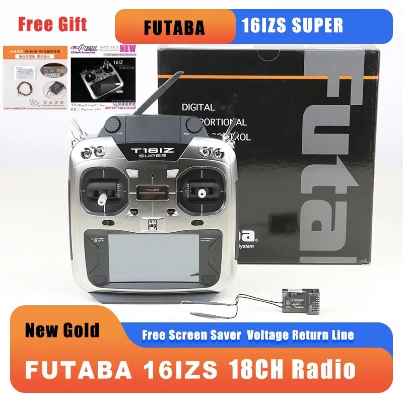 Original Futaba T16izs 16IZS  Radio Controller Fasstest 2.4G R7308sb Free Screen Saver  Receiver Voltage Return Line 16iz