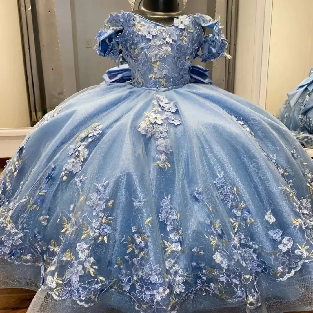 Communion Baptism Custom Embroidered Train Luxury Princess Dress Flower Girl Gown Ball Gown for Wedding Ceremony First