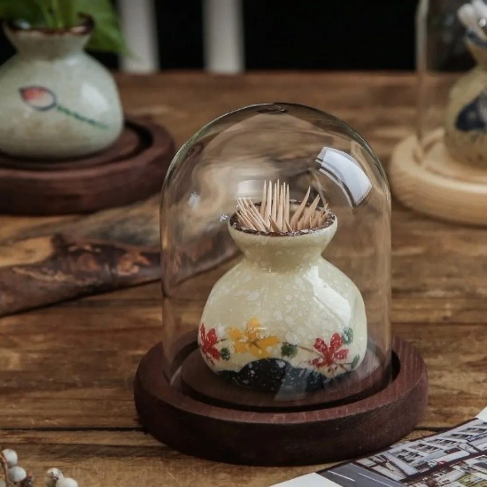 レトロセラミックつまようじホルダーライト高級新中国風綿棒収納瓶ミニ繊細なつまようじディスペンサー