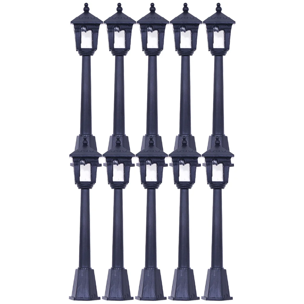 

10 Pcs Vintage Decor Scene House Accessories Street Lights Long Black Models Lovers