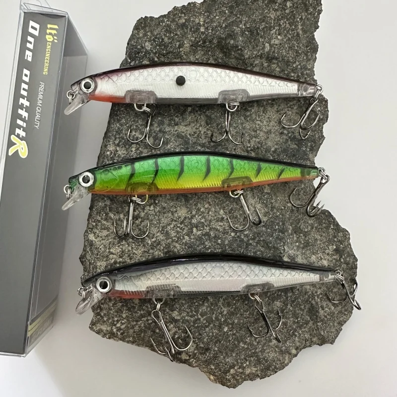 

3-pack long-range minnow lure, floating version 11cm, 13.0g, black box, phantom minnow lure, fishing gear lure bait B168