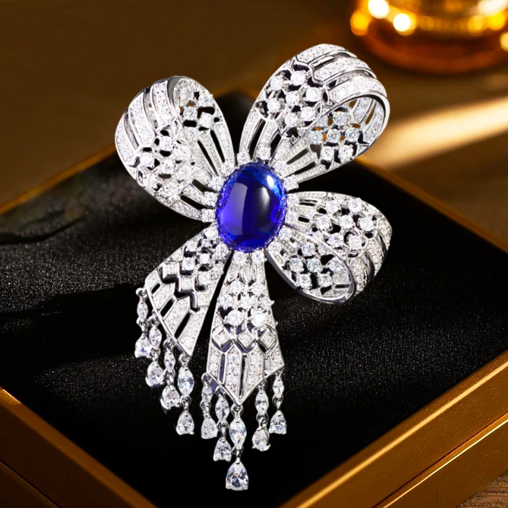 OKILY Luxury Colored Zircon Butterfly Brooch Pins Retro Bowknot Palace Broche for Women's Festival Corsage Accessories Jewelry