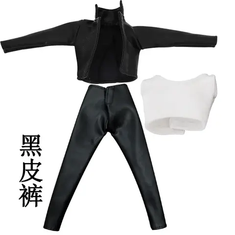 Doll's Clothes Suitable For 32cm/30cm Supermodels Slim Bodies Checkered Skirts, Leather Skirts, Black Leather Clothes, Jeans