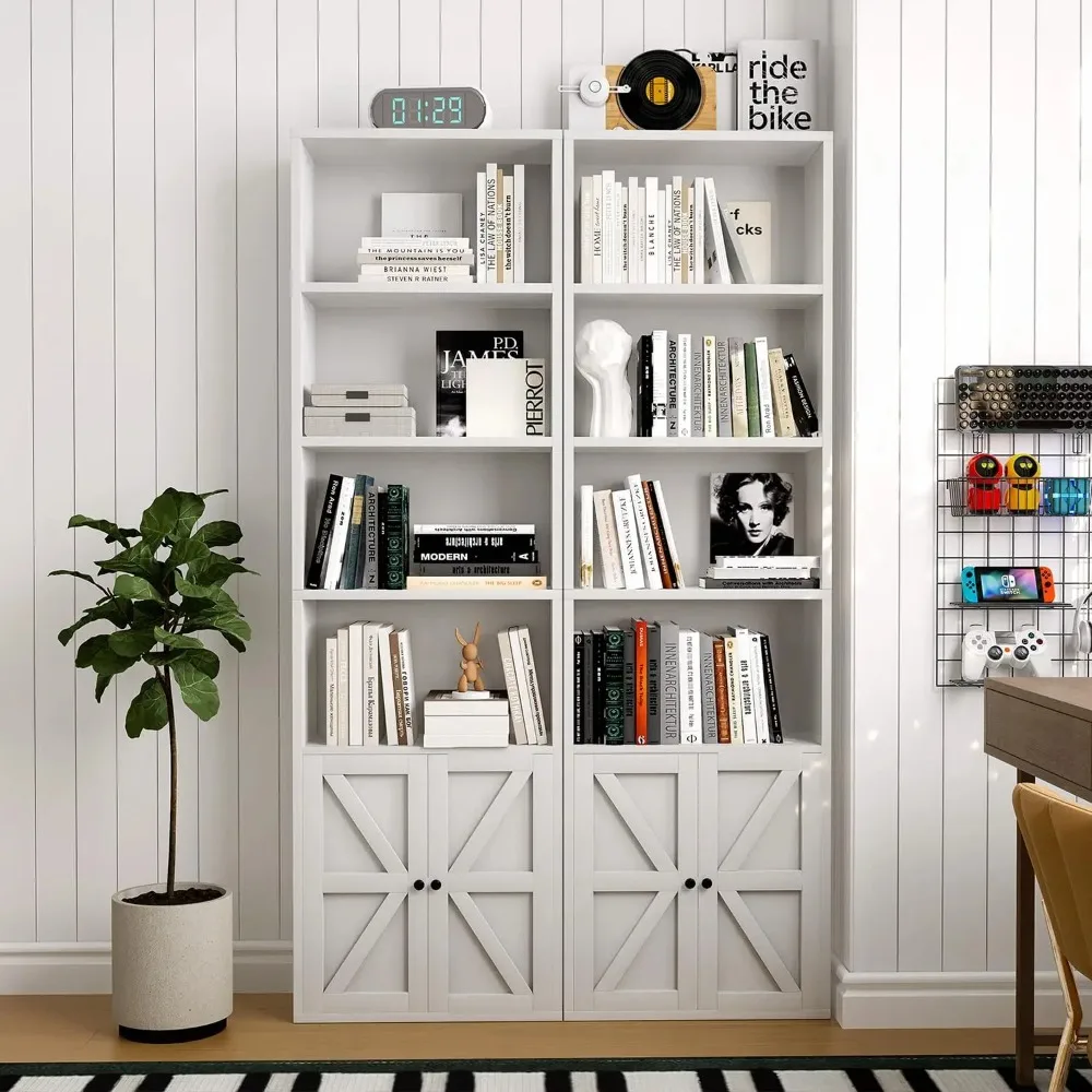 

71.5 Inch High Bookshelf, 6 Layer Wooden Bookshelf with Doors, Floor to Ceiling Bookshelf and Office Storage Cabinet