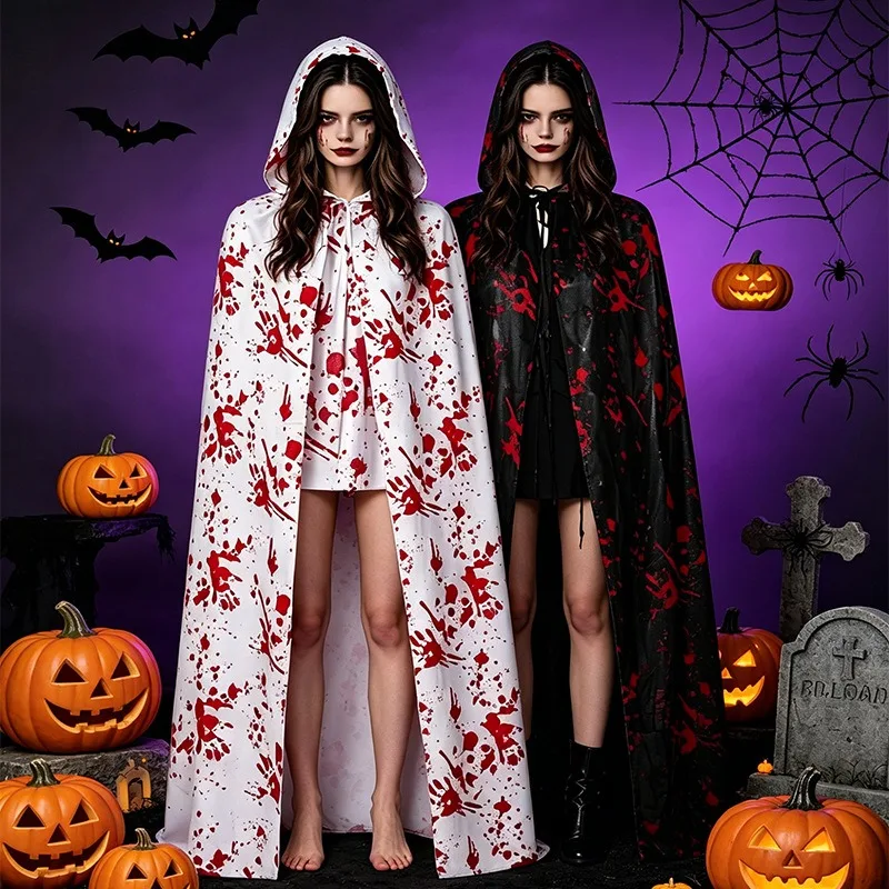 Halloween Bloody Cloak Apron Long Stockings Cosplay Props Adult Kids Scary Ghost Party Dress Up Horror Themed Costume Accessory