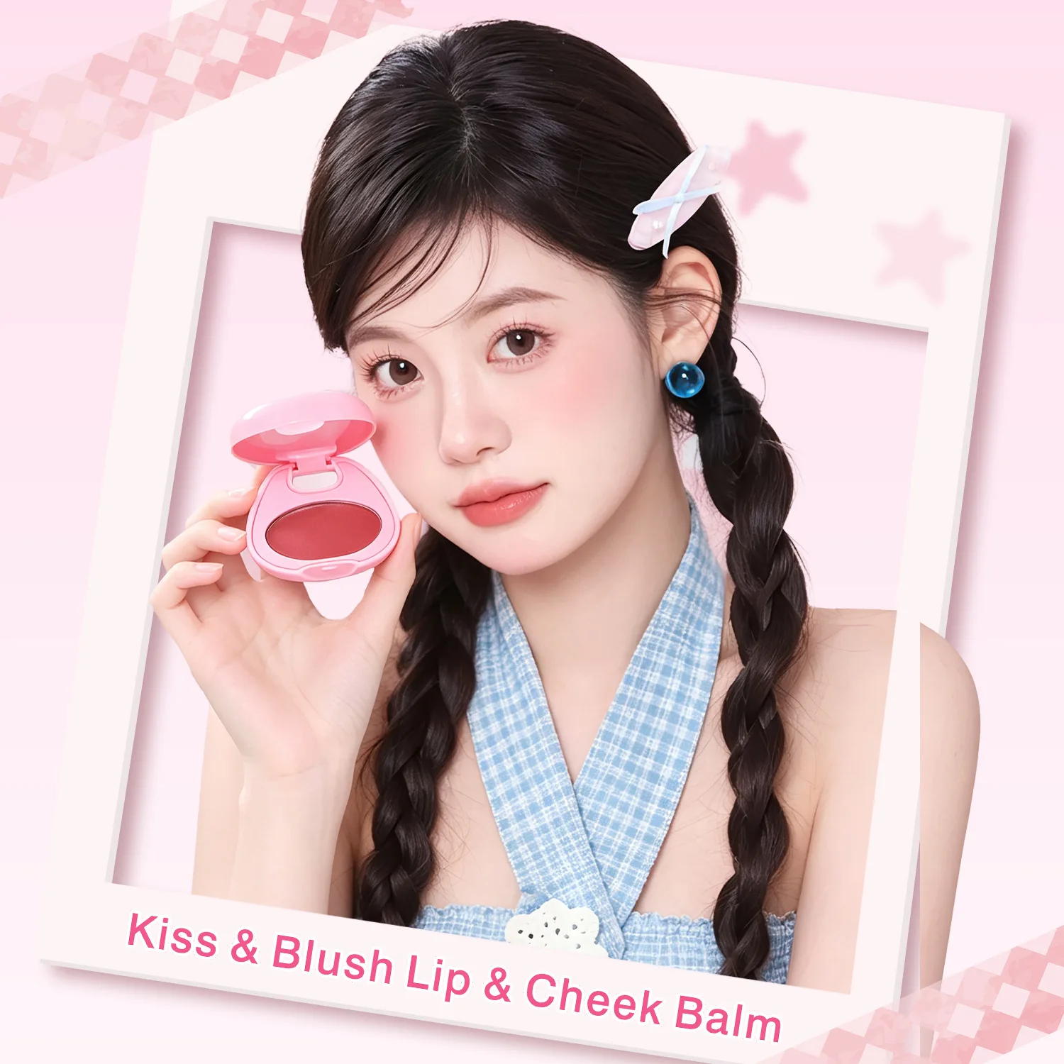 Keychain blush cream lip & cheek dual-purpose eyeshadow brightening skin tone long-lasting easy to apply makeup multi-functional