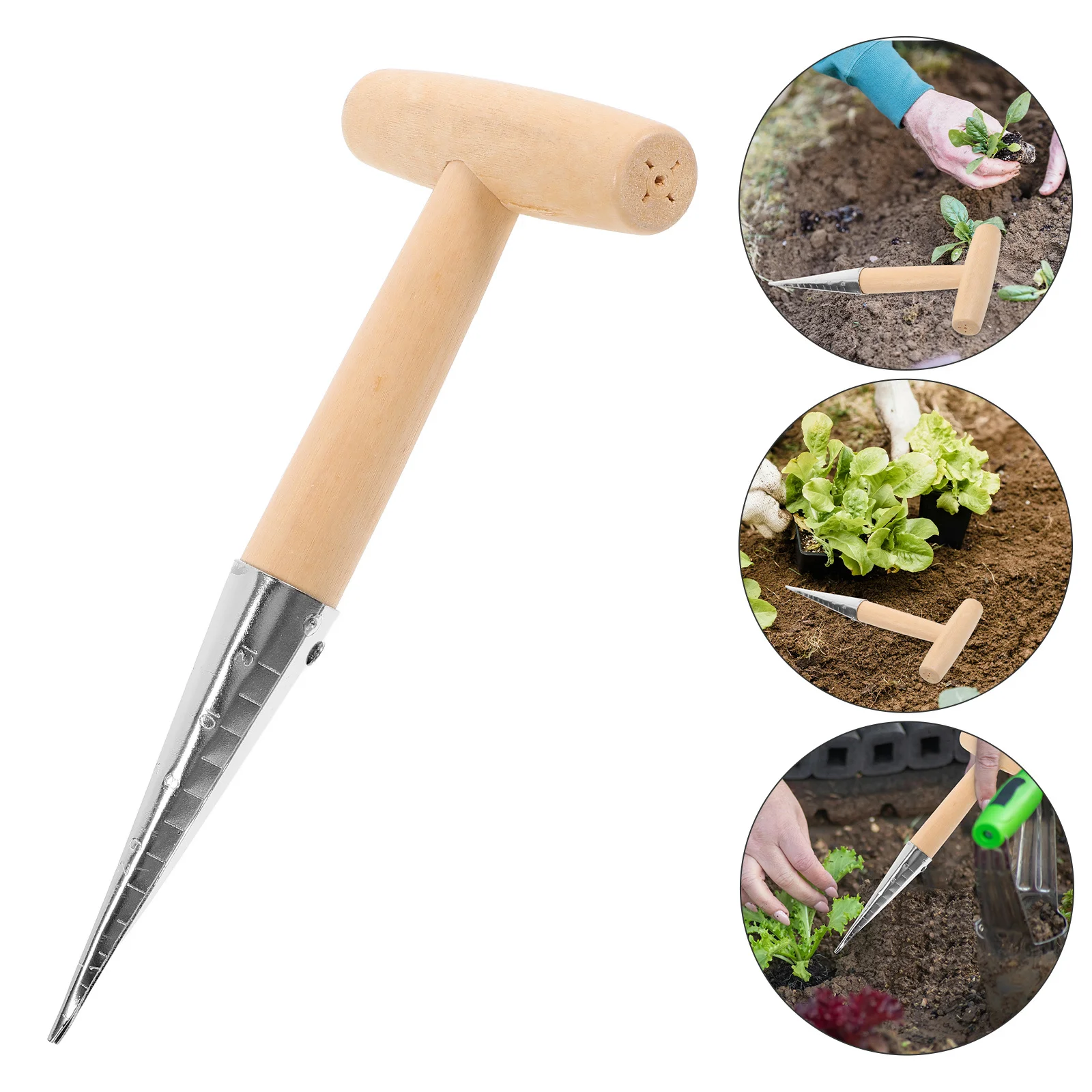 

Portable Garden Dibber For Succulent Vegetable Planting Ergonomic Handle Soil Puncher Lightweight Planting Tool