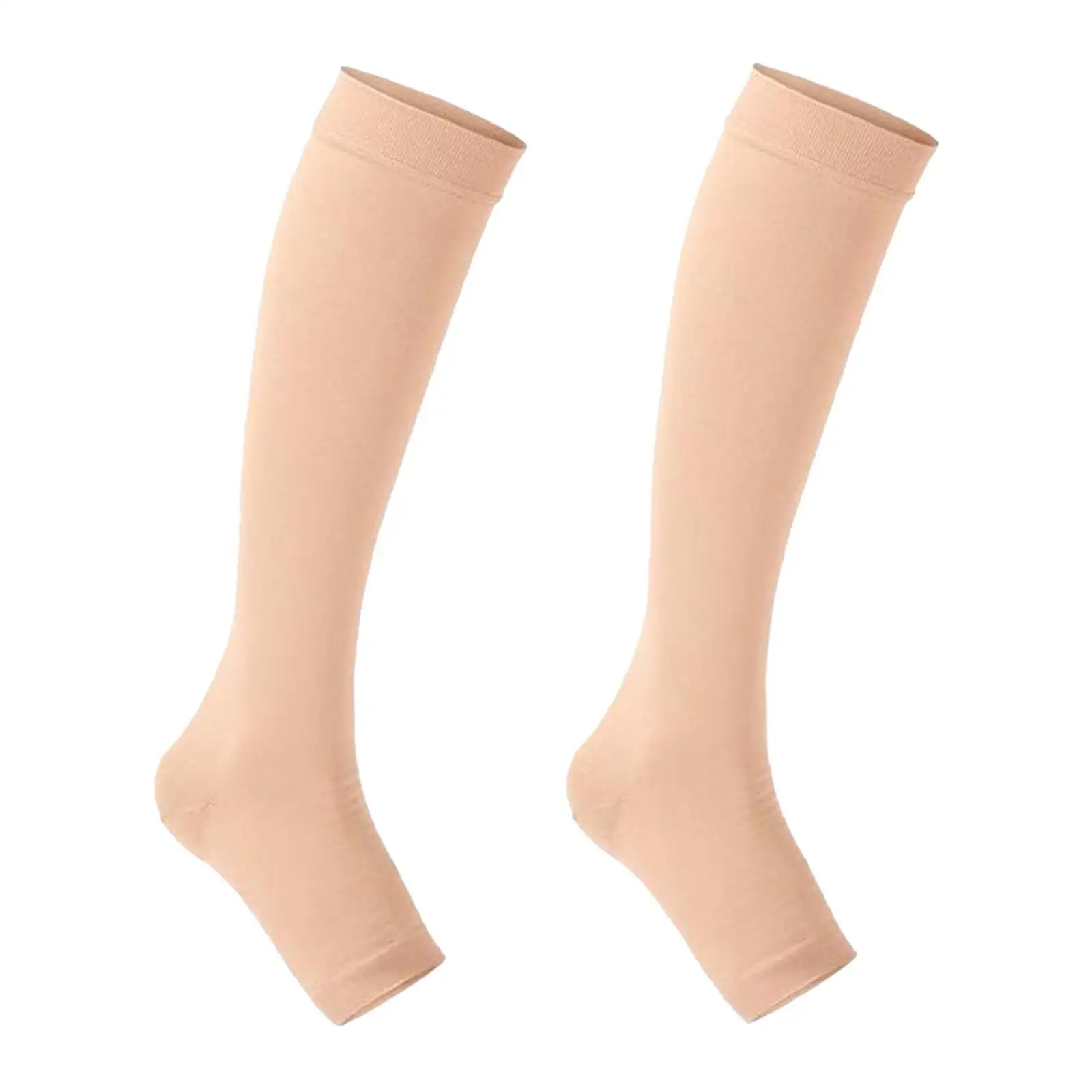 Nylon Open Toe Compression Socks for Women Men Knee High Support Circulation Boost for Nurses Teachers Standing All Day Athletic view 2