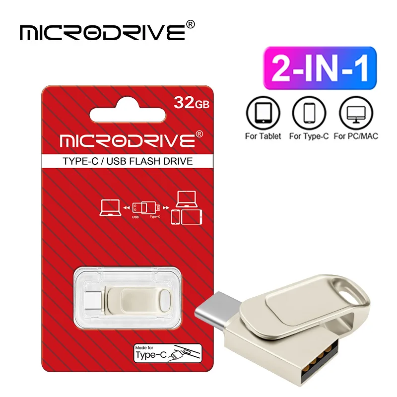 

Metal Mini USB-C 2-in-1 Flash Drive, 360° Rotatable，Fast Data Transfer for Android, Mac, PC ,Robust Construction,16GB-128GB