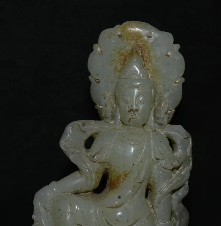 8.4” Rare Old Chinese White Jade Feng Shui Kwan-yin Guan Yin Goddess Statue