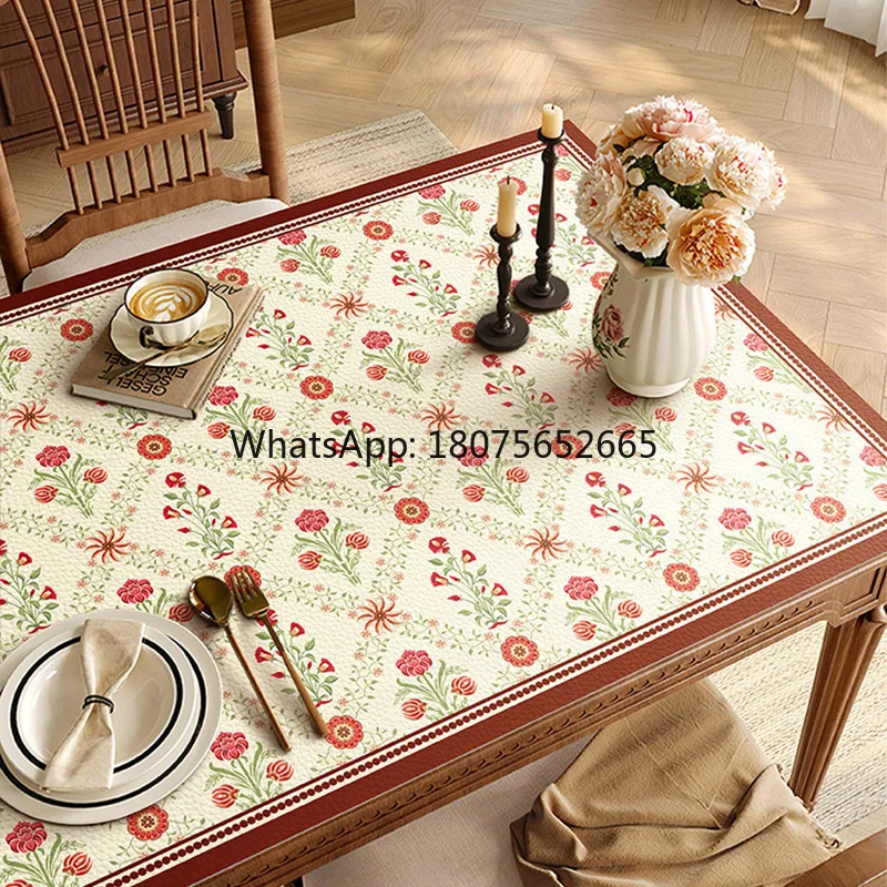 Dining table mat american retroclassy waterproof oil-proof tablecloth no-wash leather high temperature resistant