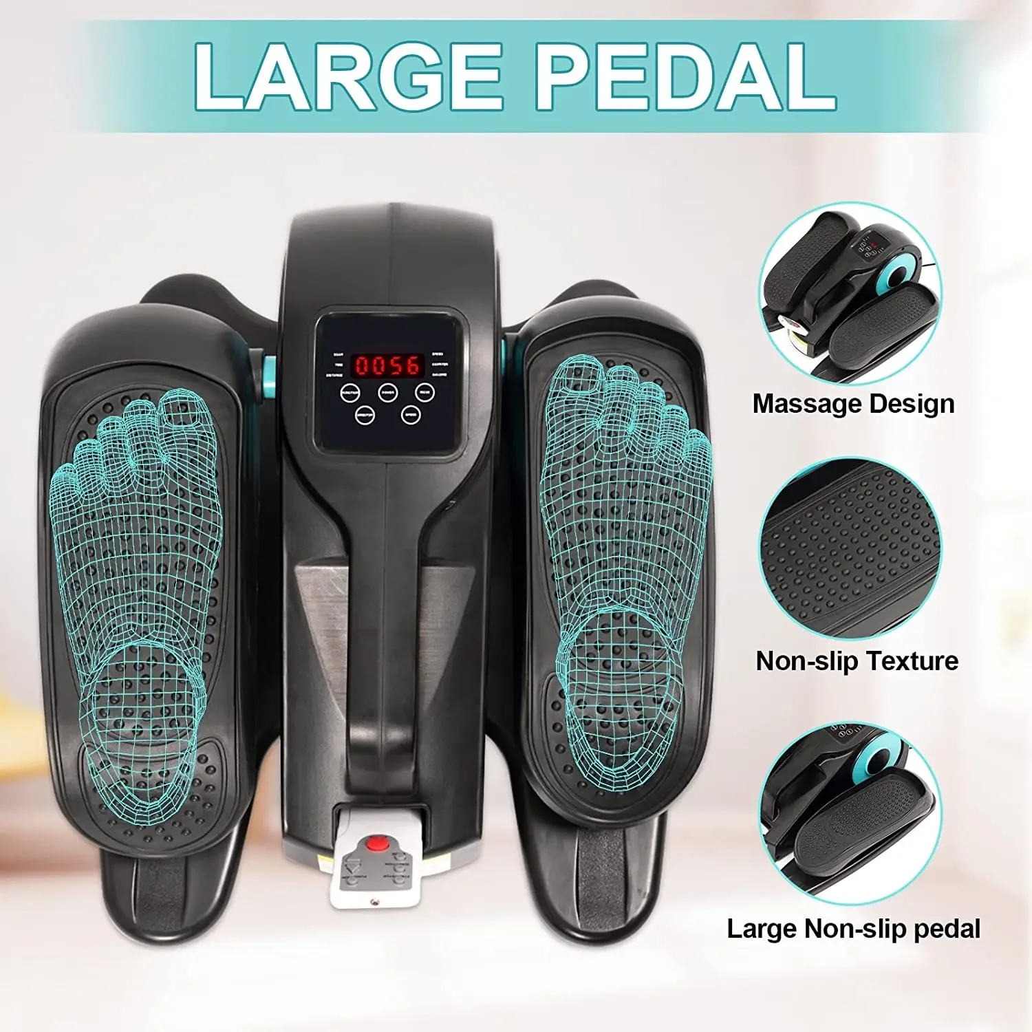 Under Desk Electric Mini Elliptical Machine Portable Exercise cross trainer stepper pedal exerciser bike with Large Pedal