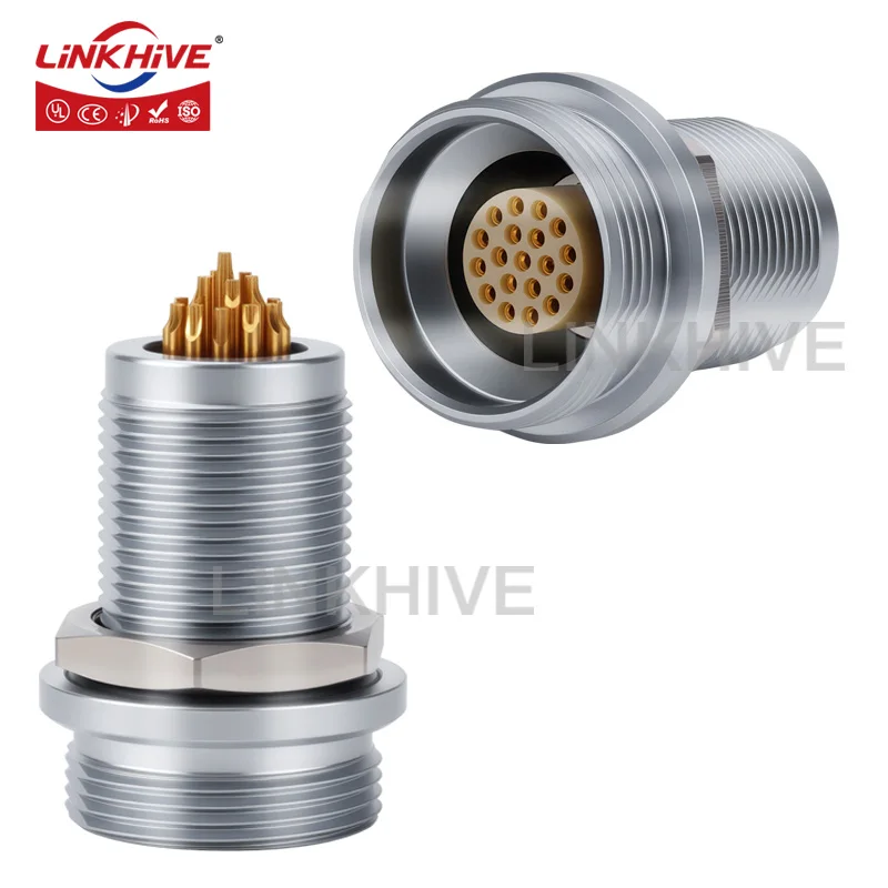 Compatible with LEMO HVG IP68 Fixed Socket 0W 1W 2W 3W 2 3 4 5 6 7 8 9 10 12 14 16 18 19 20 22 26 30 32 Pin Push Pull Connector
