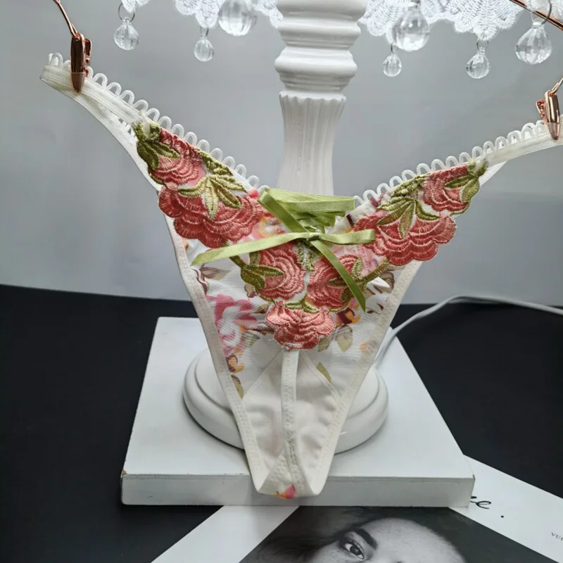 Spitzen-Rosen-String Damen-Slip Mädchen-Unterhose Blumen-Nahtloser G-String Unterwäsche Niedriger Bund Damen-Lingerie Intimwäsche