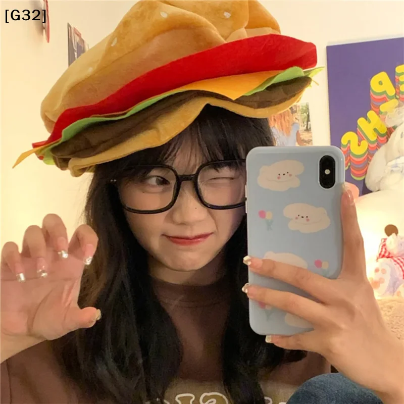 Funny Burger Shape Plush Hat Cute Novelty Party Cosplay Costume Cap Multiple Colors Optional[G32]