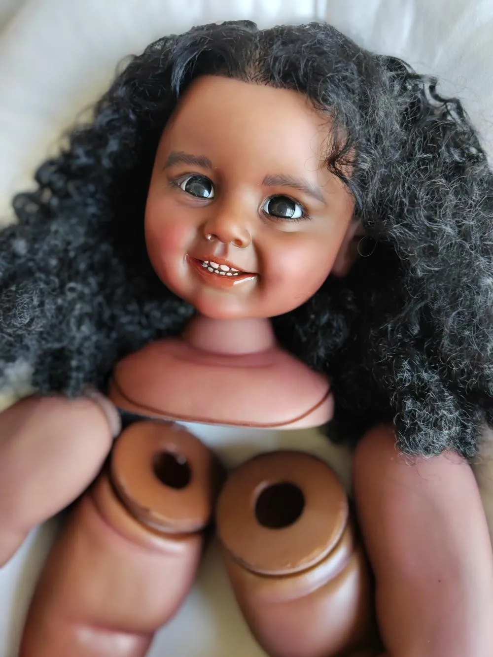 Black Skin Tone Cammi 28in Toddler Reborn Doll Kit Black Skin Girl African Rooted Curly Hair DIY Toys