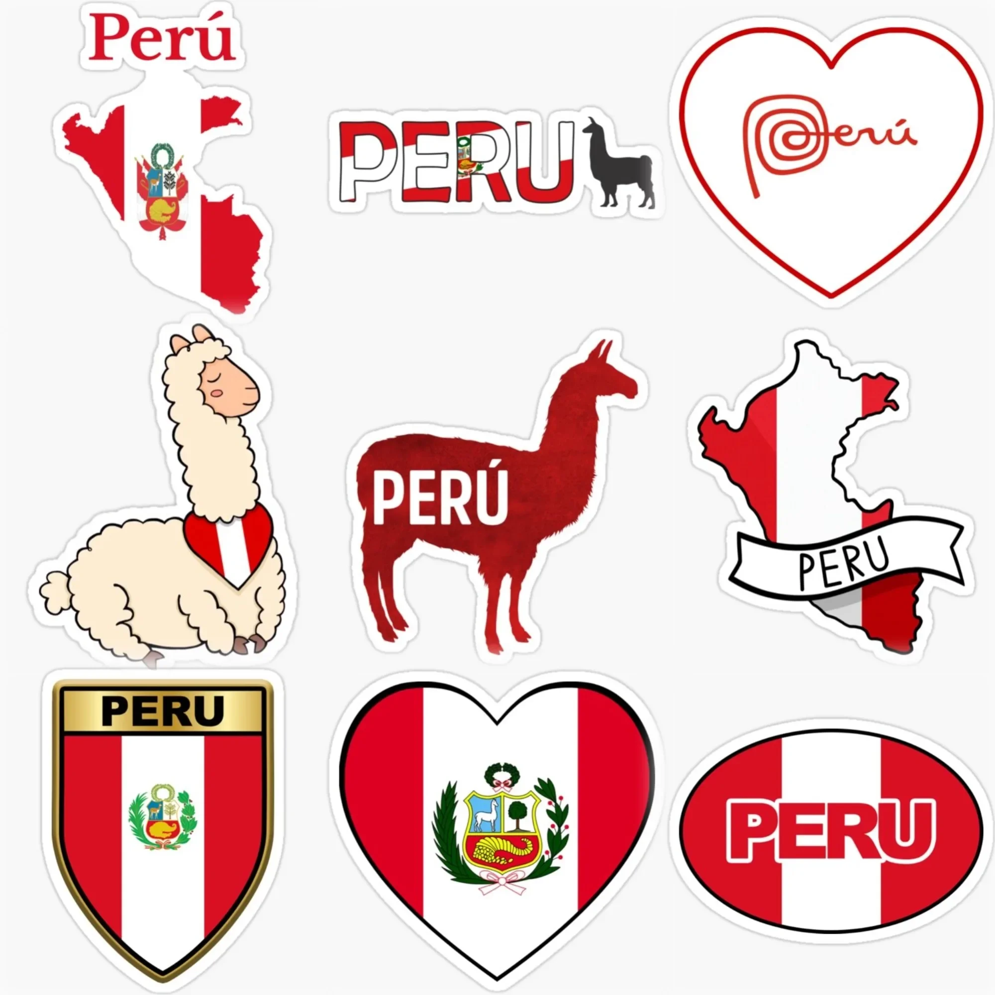

Peru Flag Map Emblem Alpaca Creative PVC Car Stickers for Van Bicycle Motorcycle Helmet Wall Decal Accessories