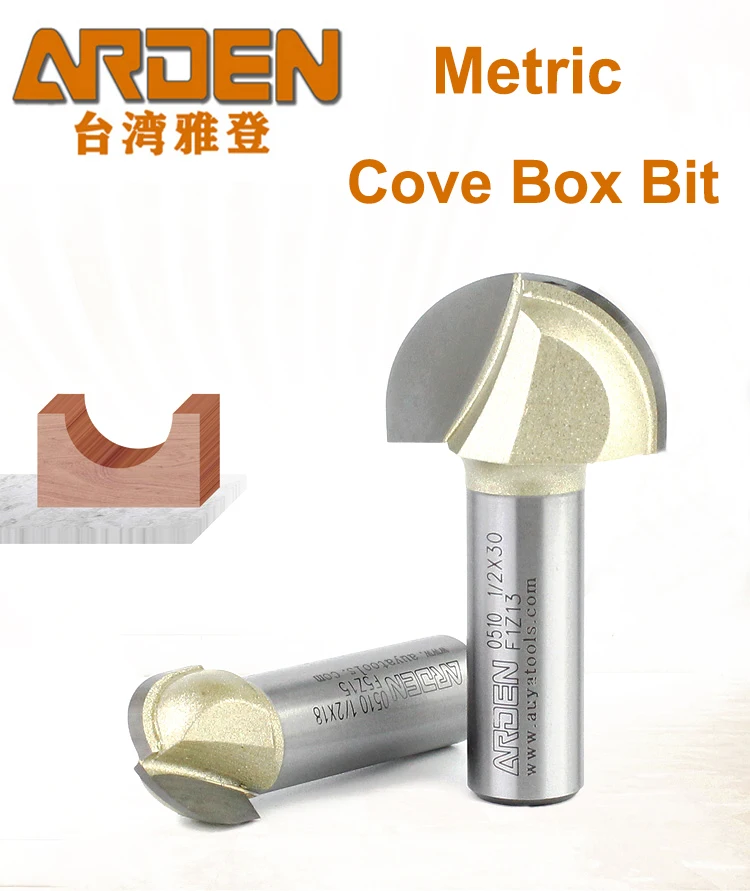 ARDEN Metric Cove Box Bit Carbide Round - bottomed Woodworking Router Bit MDF Polywood Carving Round Head CNC Milling Cutter