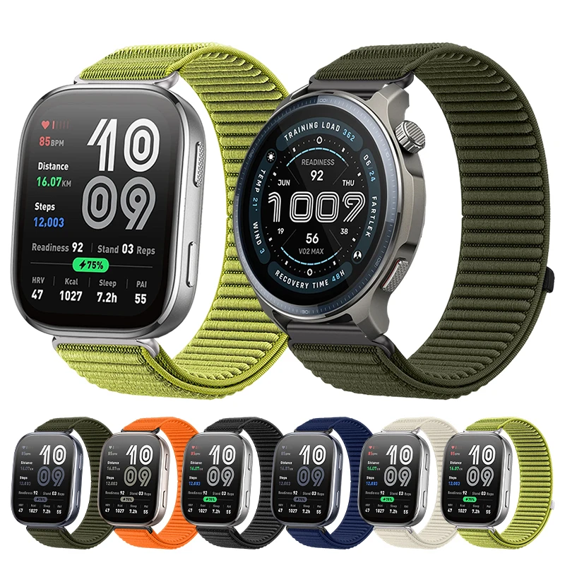 حزام نايلون 22 ملم لساعة Amazfit Helio خفيف الوزن قابل للتنفس مناسب لساعة Amazfit Balance 2/Bip 6/Cheetah Pro الذكية