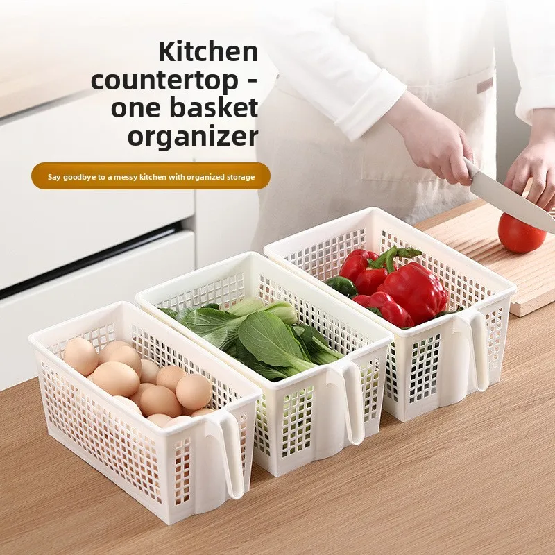 Langlebiger Küchen-Aufbewahrungskorb Schlafzimmer Wohnzimmer Snack-Aufbewahrungskorb mit Griff Kühlschrank-Aufbewahrung