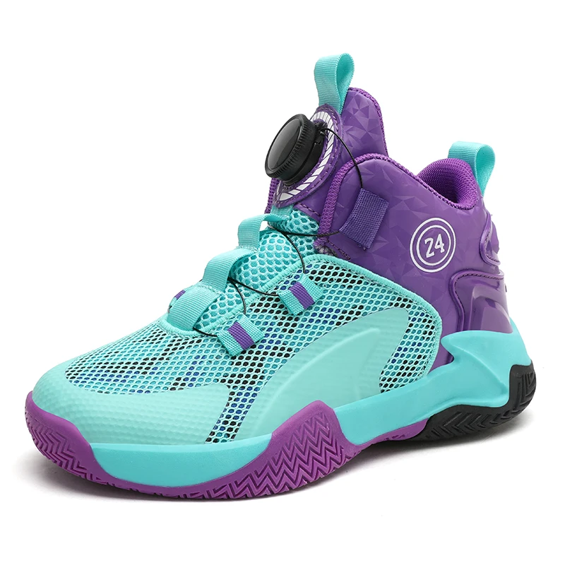 

2025 New Kids Basketball Shoes Non Slip Basketball Boots Breathable Boys High-top Sneakers Wear-Resisting Girls Outdoor Trainer