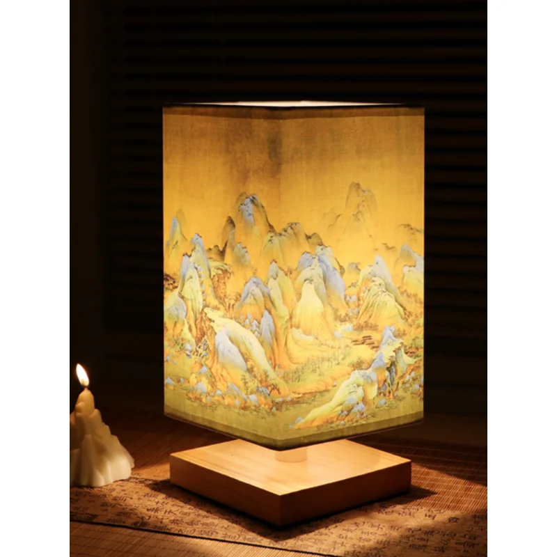 Chinese Style Retro Solid Wood Simple Nostalgia Bedroom Bedside Lamp B&B Decoration Teahouse Warm Light Small Table Lamp Craft