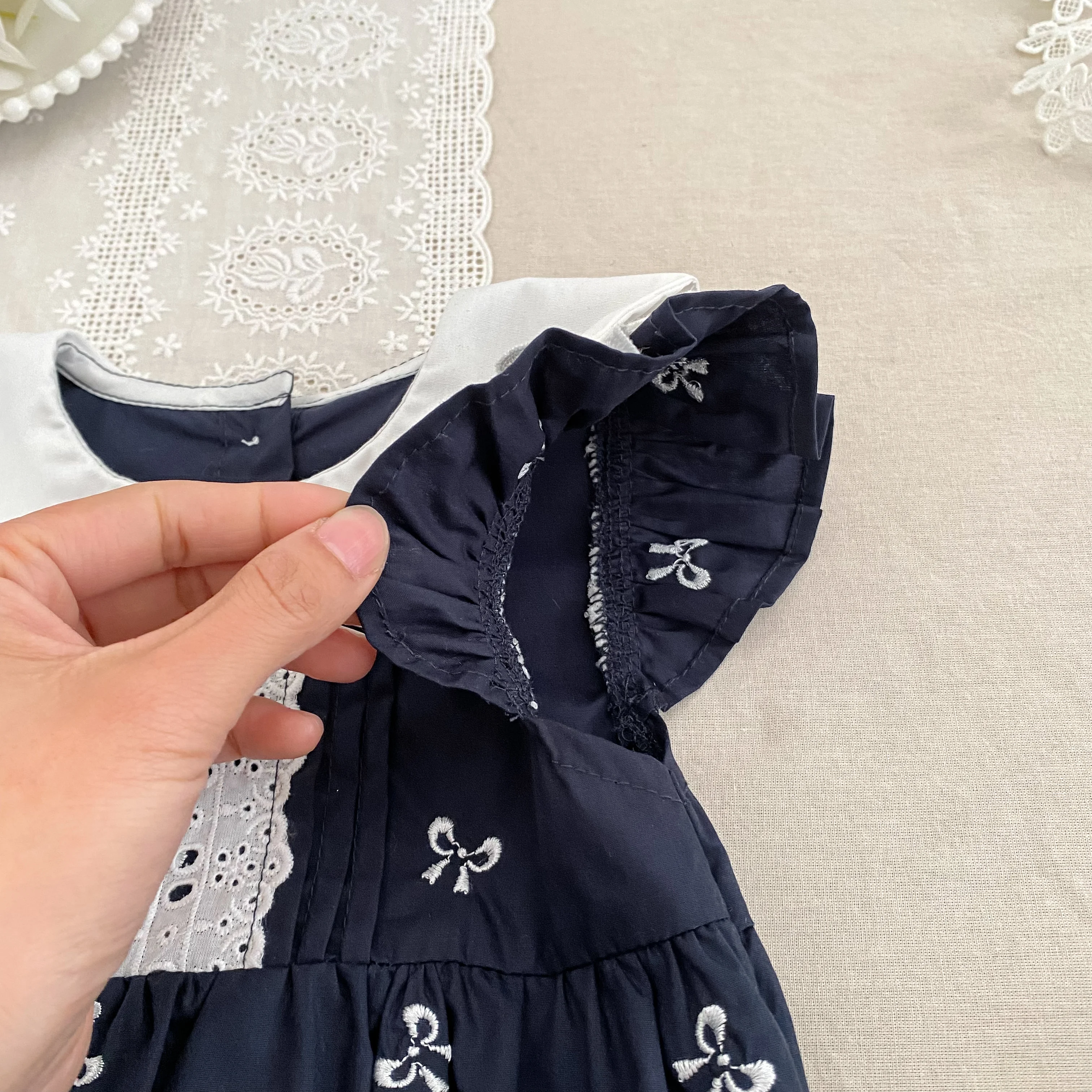 2026 Neuer Sommer Neugeborenen 0-24M Säugling Baby Mädchen Strampler Baby Mädchen Kleidung Flatterärmel Baumwolle Bedruckte Baby Mädchen Strampler – Detail 9