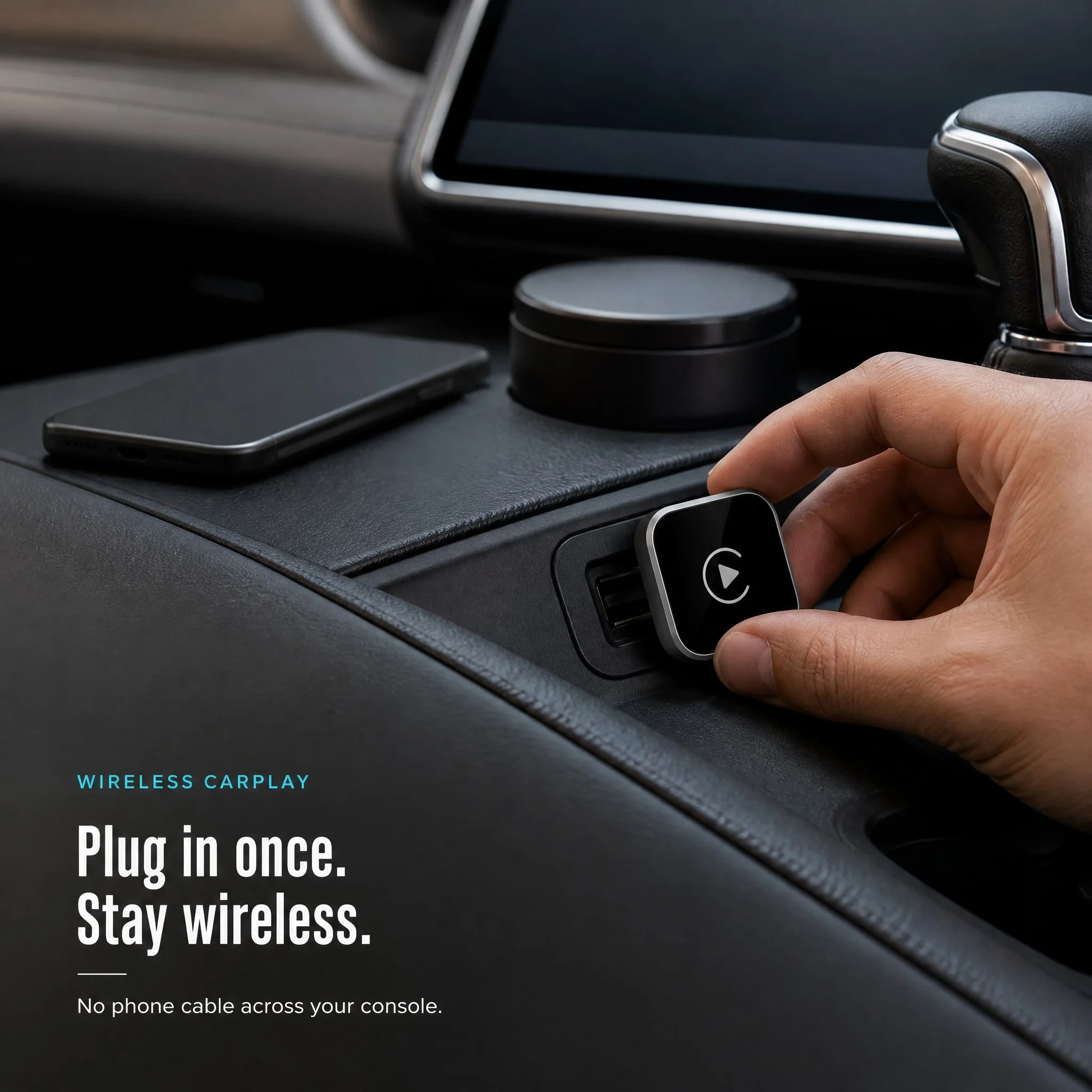 Wireless CarPlay Adapter for Car Radio, Plug and Play Mini USB Dongle, Auto Connect, for iPhone and Android Phone