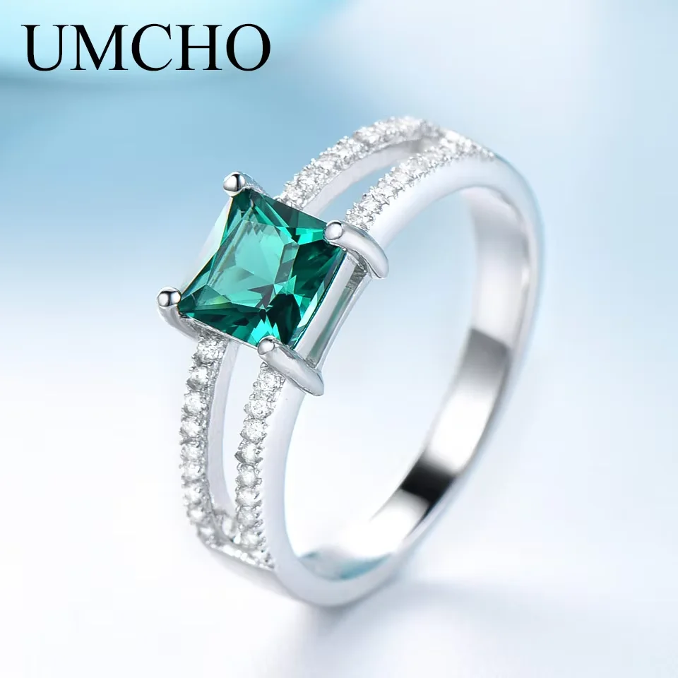 

Princess Cut Rings 925 Silver Ring Emerald 6mm Rings Double-Deck Ring for Women Fashion Jewelry New 2024