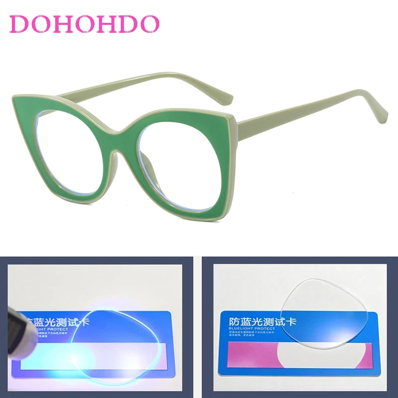 Fashion Assorted Colors Big Cat Eye Blue Light Blocking Glasses Luxury Brand Women Men Play Computer Optical Eyeglasses Lentes - view 3